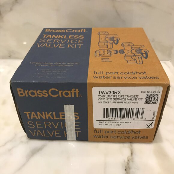 BRASSCRAFT TANKLESS SERVICE VALVE KIT TWV30RX IPS X IPS ONE NEW IN BOX! - Picture 1 of 3